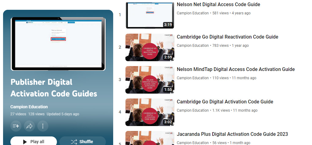 YouTube Publisher Digital Activation Code Guides playlist